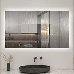 AICA LED Miroir lumineux 100x60cm 3 couleurs + anti-buée + dimmable + mémoire miroir salle de bain 3