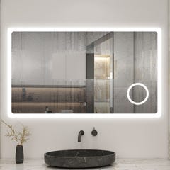 AICA LED Miroir lumineux loupe + tricolore + 3 couleurs + dimmable + anti-buée 140x80cm salle de bain mémoire,tactile 3