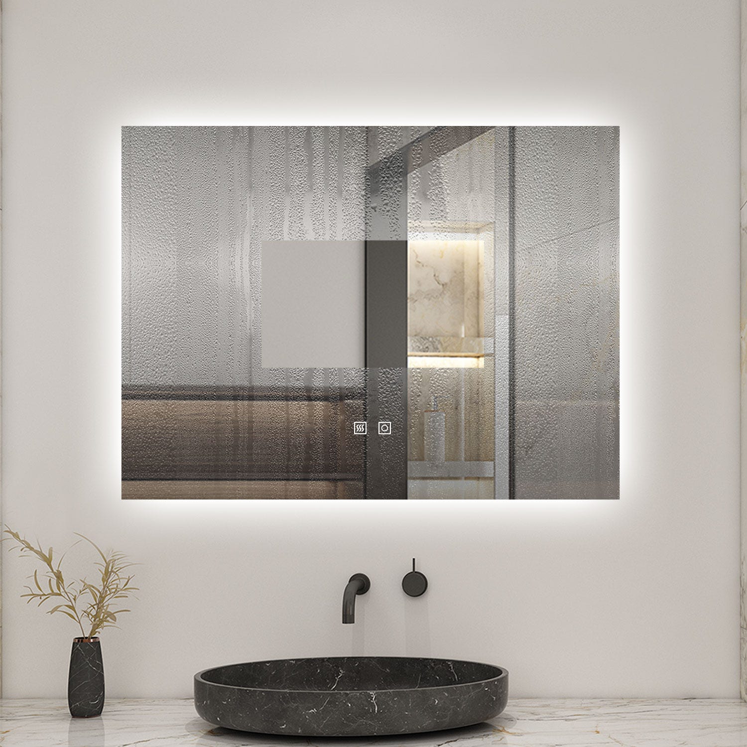 AICA LED Miroir lumineux 70x50cm 3 couleurs + anti-buée + dimmable + mémoire miroir salle de bain 3