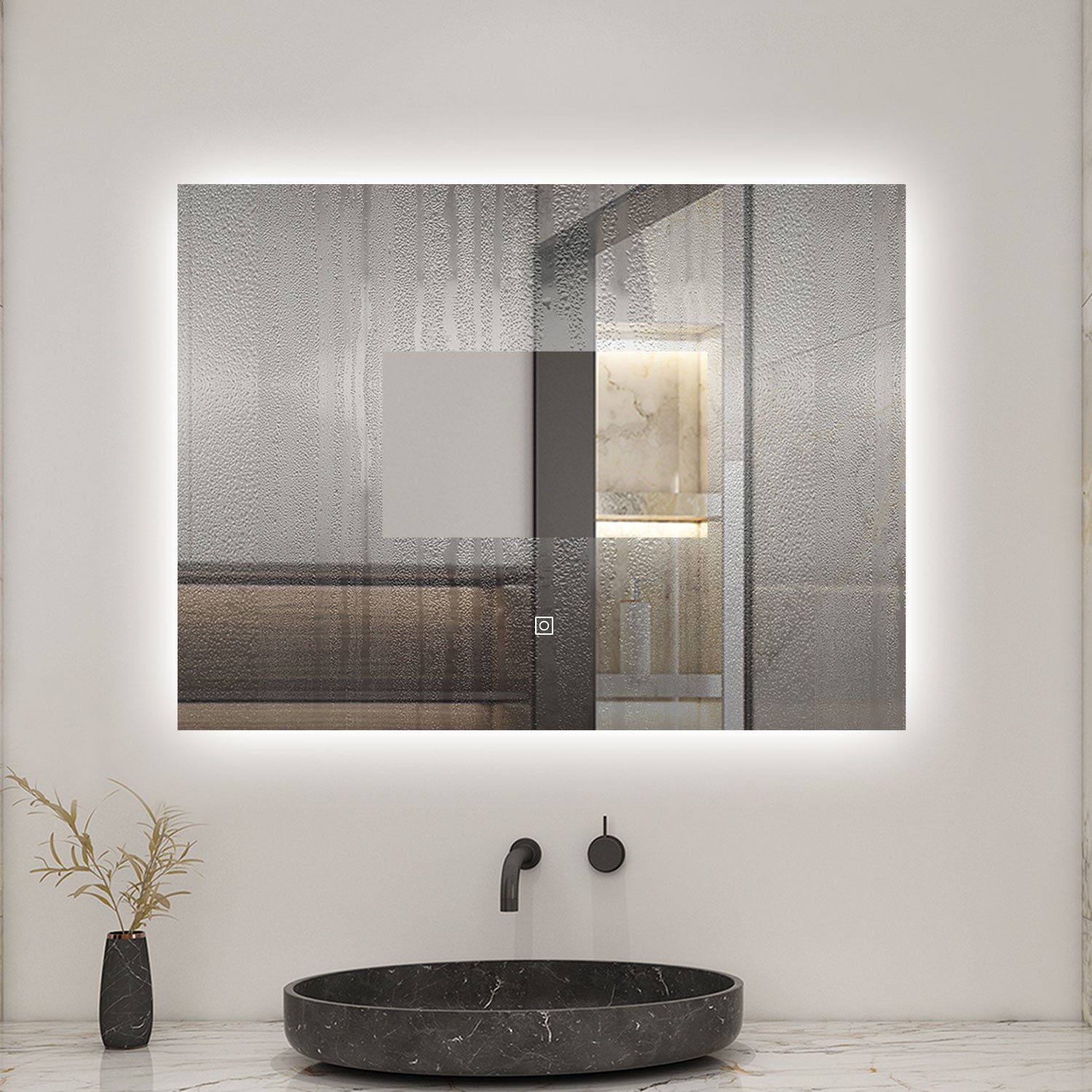 AICA LED Miroir lumineux 70x50cm anti-buée + dimmable + mémoire miroir salle de bain 3