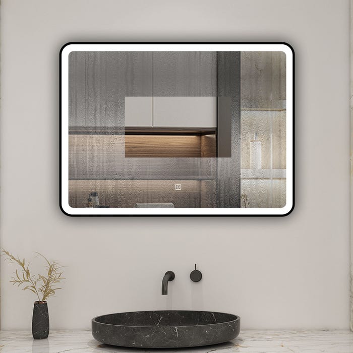 AICA Miroir lumineux 70x50cm 3 couleurs + anti-buée + dimmable + mémoire miroir salle de bain 3