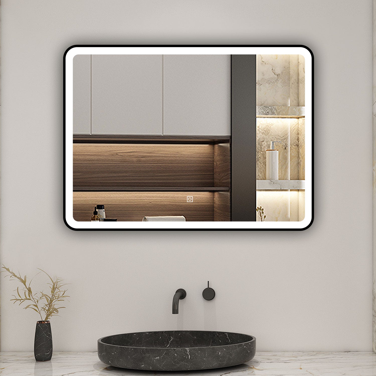 AICA Miroir lumineux 70x50cm 3 couleurs + anti-buée + dimmable + mémoire miroir salle de bain 0