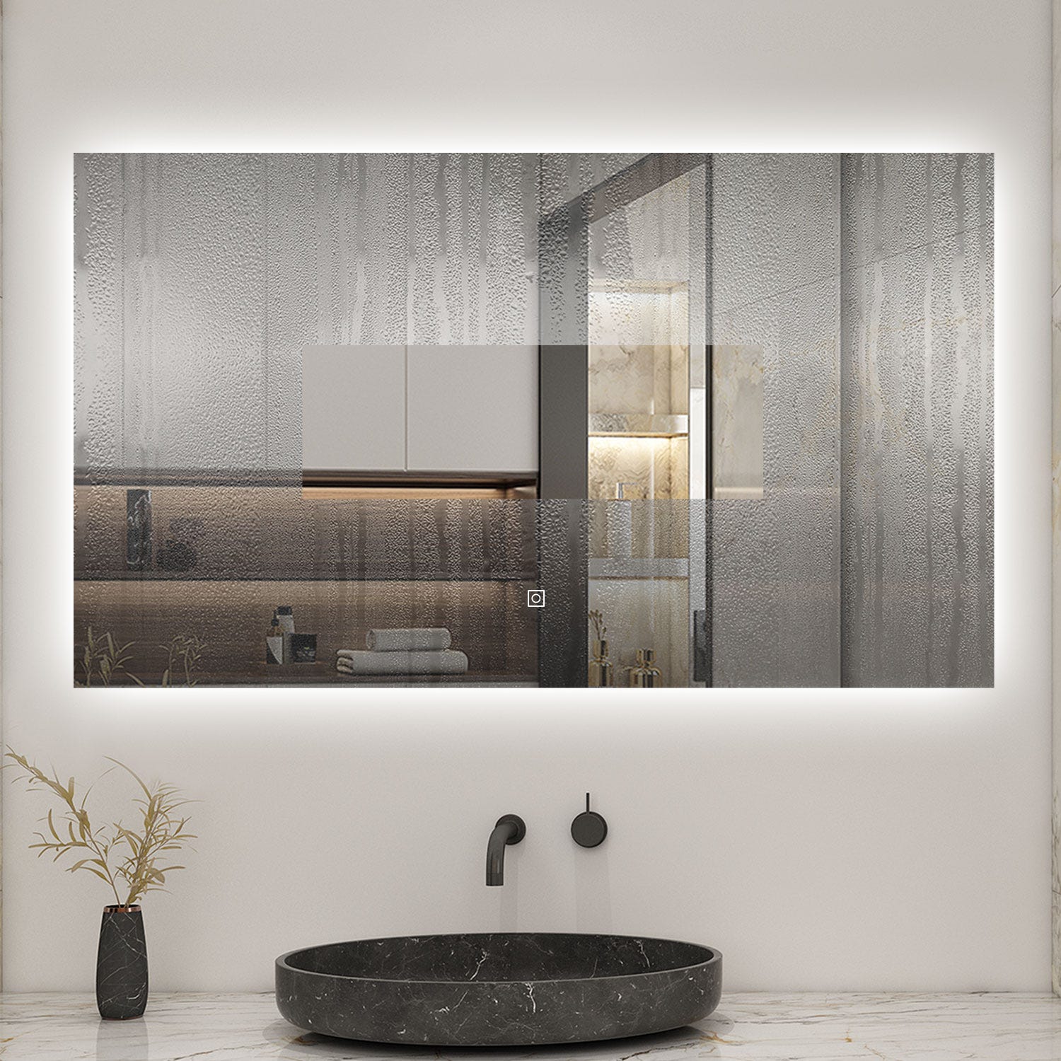 AICA LED Miroir lumineux 90x70cm anti-buée + dimmable + mémoire miroir salle de bain 3