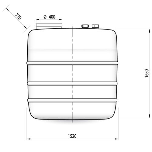 Cuve Hors-sol Rectangulaire 1500 Litres avec Bandes en Acier DS Eau Vert - Inclus Bride + Robinet + Connexions Entrée/Sortie sur mesure 1