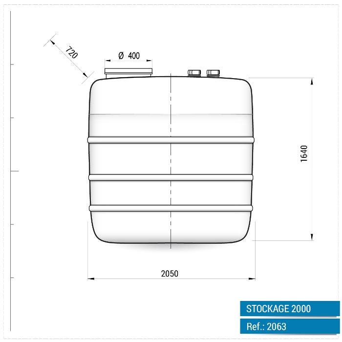 Cuve Hors-sol Rectangulaire 2000 Litres avec Bandes en Acier DS Eau Vert - Inclus Bride + Robinet + Connexions Entrée/Sortie sur mesure 2