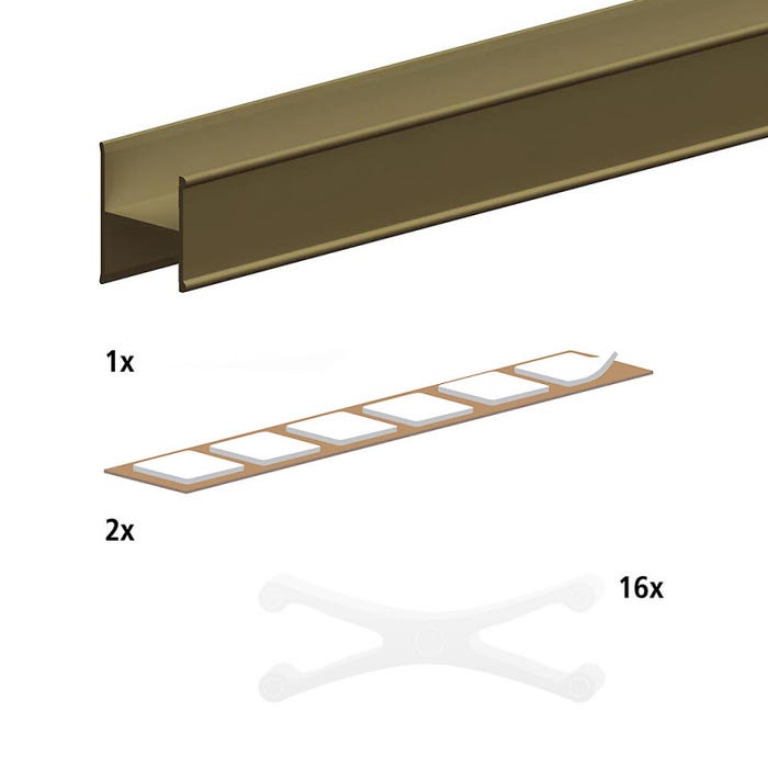 Kit profil en H pour porte 19 mm - L : 1800 mm - bronze 1