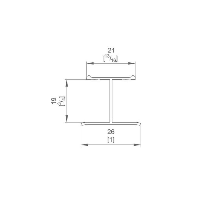 Kit profil en H pour porte 19 mm - L : 1800 mm - bronze 6