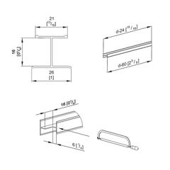 Kit profil en H pour porte 16 mm - L : 1800 mm - or 5