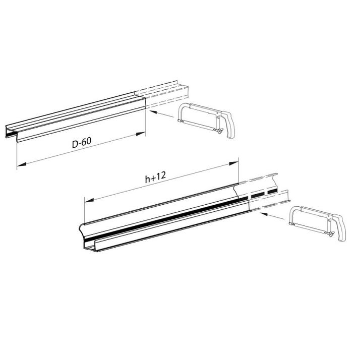 Kit profil en C SLID'UP 280 pour porte 18 mm - L 2000 mm - argent 5