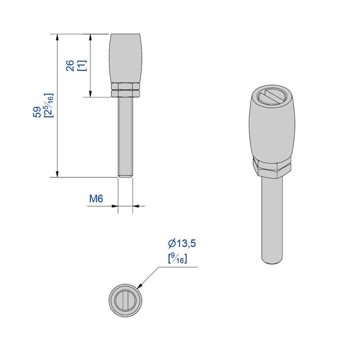 Guide olive en nylon Ø13,5 mm pour porte jusqu'à 90 kg 1