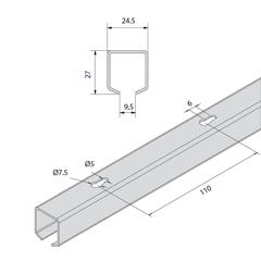 Rail aluminium Slid'Up 1200 - L 1,85 m 1