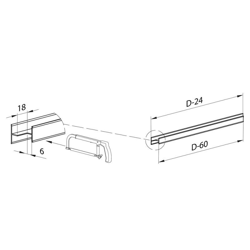 Kit profil en H SLID'UP 280 pour porte 18 mm - L 2000 mm - argent 5