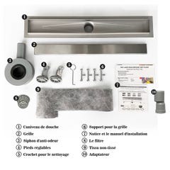 AICA Caniveau de Douche italien en acier inoxydable 360° +2 en 1, Siphon de drainage, réglable en hauteur avec désodorisant - 60 cm 2