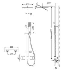 Colonne de douche thermostatique carrée noire avec réglage en hauteur AICA 5