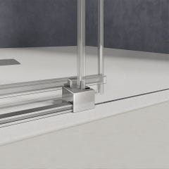 GRAND VERRE Porte de douche 130x185 ouverture coulissante en verre securit 6mm transparent et cadre chromé 2