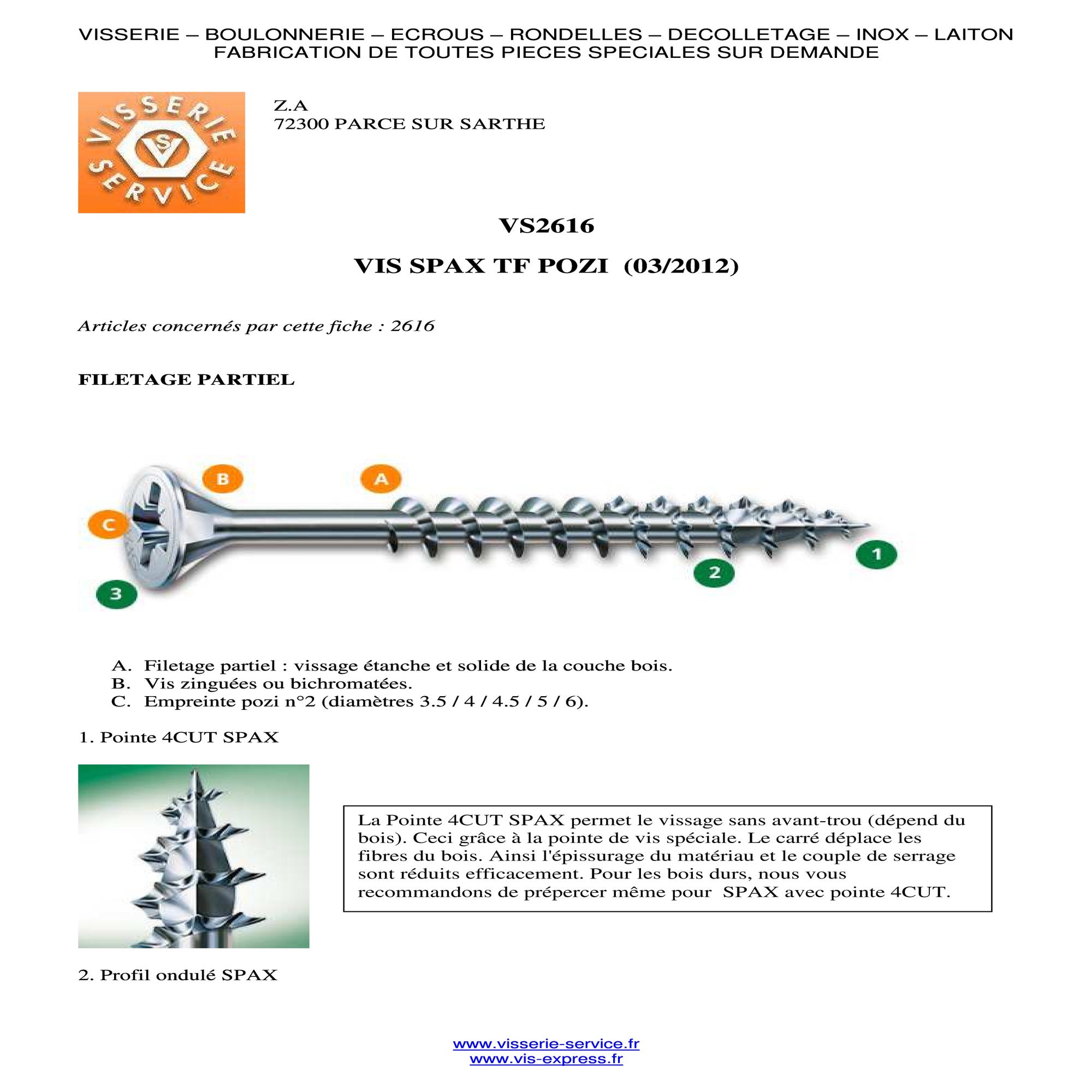 Vis Spax Tête fraisée TF Pozi N°2 4X40 Filetée sur 22 Filetage partiel WIROX - 200 pièces 2