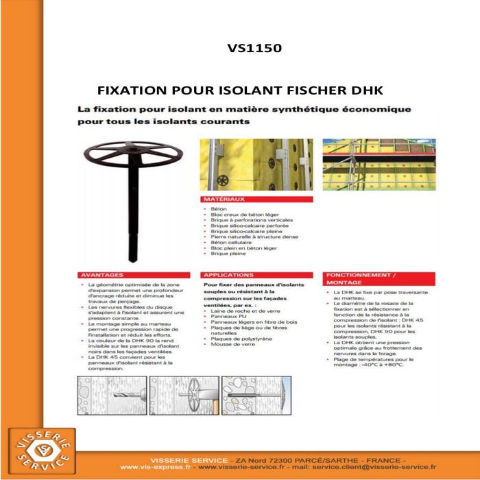 Fixation FISCHER Pour ISOLANT DHK 80 - 200 pièces 1
