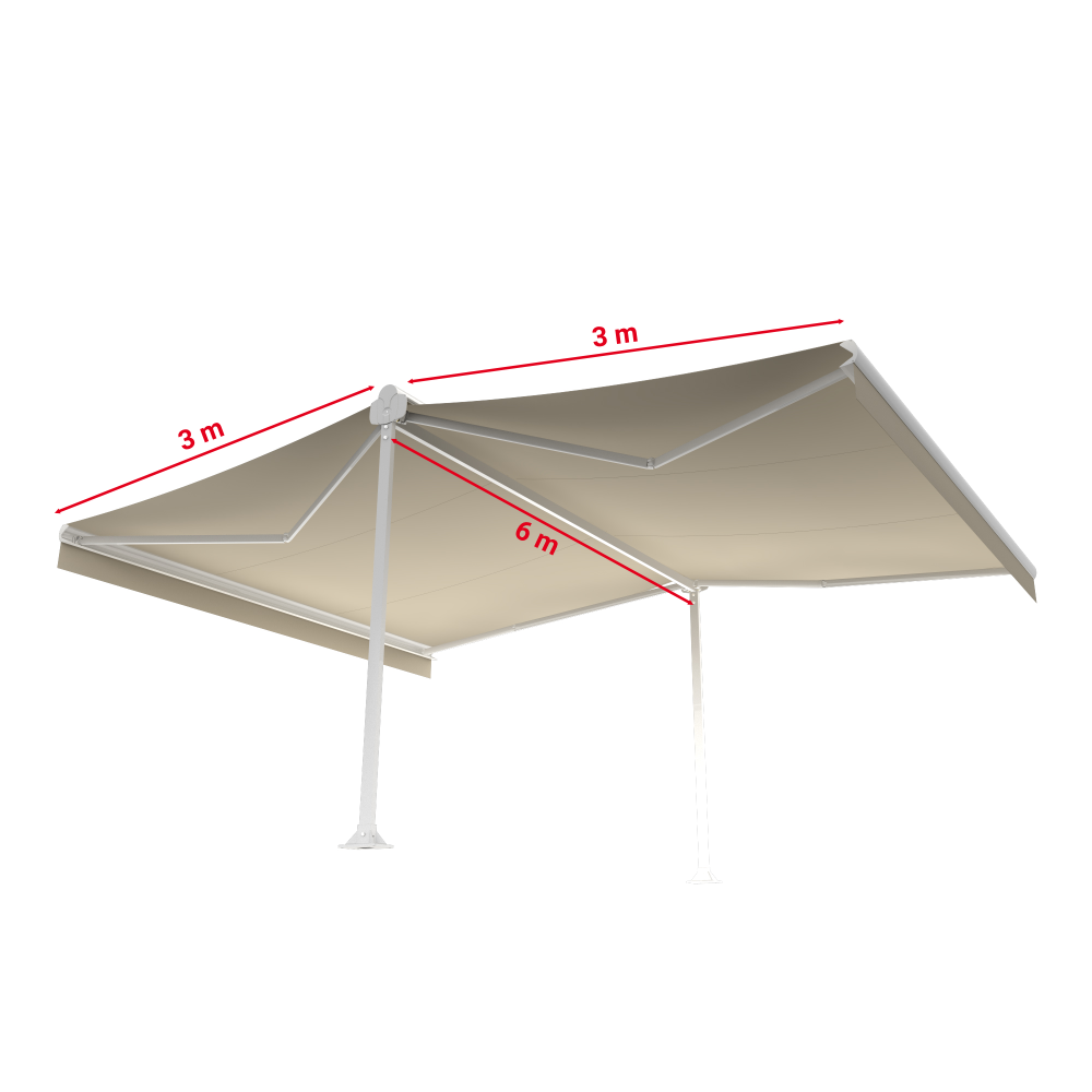 Store banne double-pente DRAGOSTE 6.00m x 3.00m x 2 (Motorisé à Télécommande - Beige - Blanc) 1