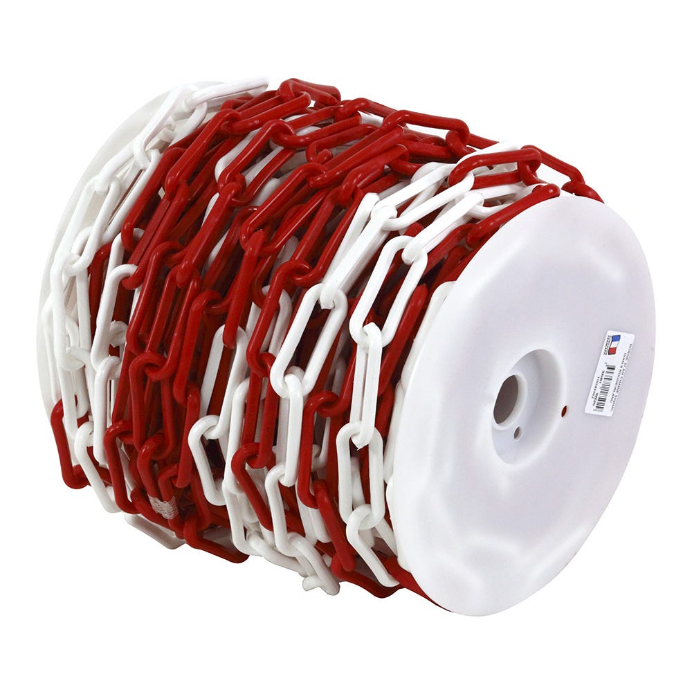 Chaîne Ø 8mm x 25m Rouge/Blanc en bobine - Polyamide - 1285033 0