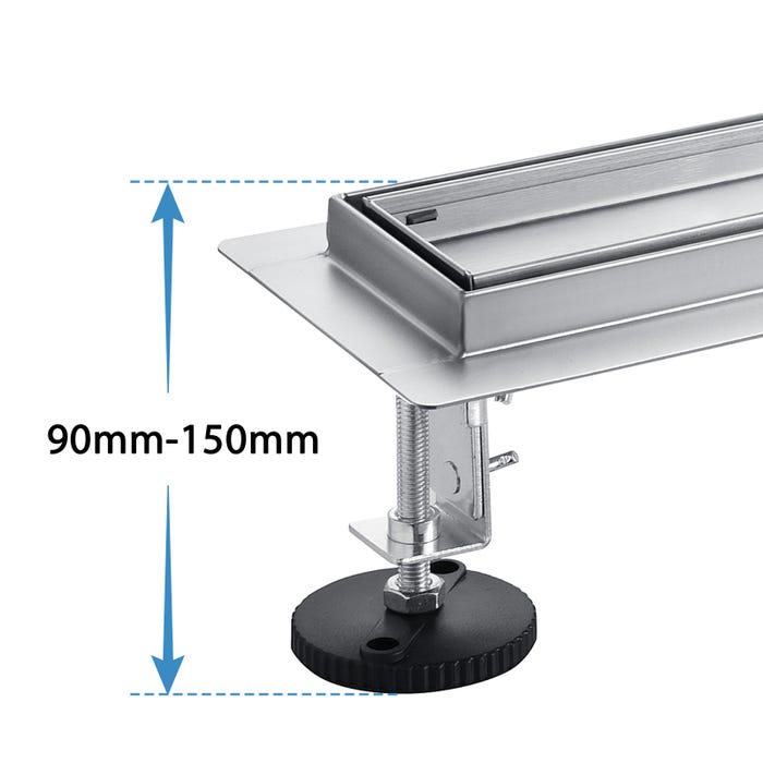 AICA caniveau de douche en acier inoxydable italien+siphon 360°,siphon de drainage au sol en carrelage,réglable en hauteur avec désodorisant- 60cm 2