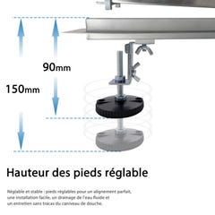 AICA caniveau de douche en acier inoxydable italien+siphon 360°,siphon de drainage au sol en carrelage,réglable en hauteur avec désodorisant- 60cm 1