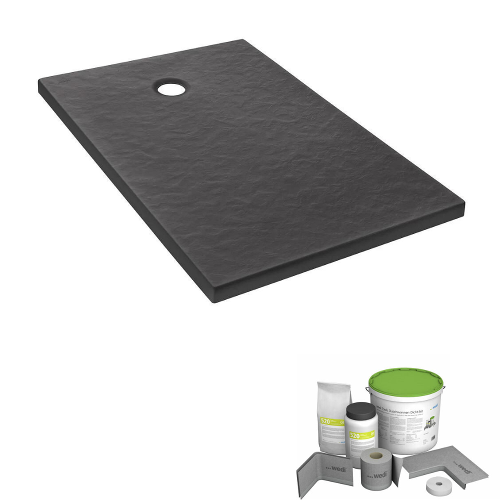 Pack receveur de douche 100 x 80 JACOB DELAFON Ipso rectangle gris anthracite + Kit d'étanchéité WEDI 3
