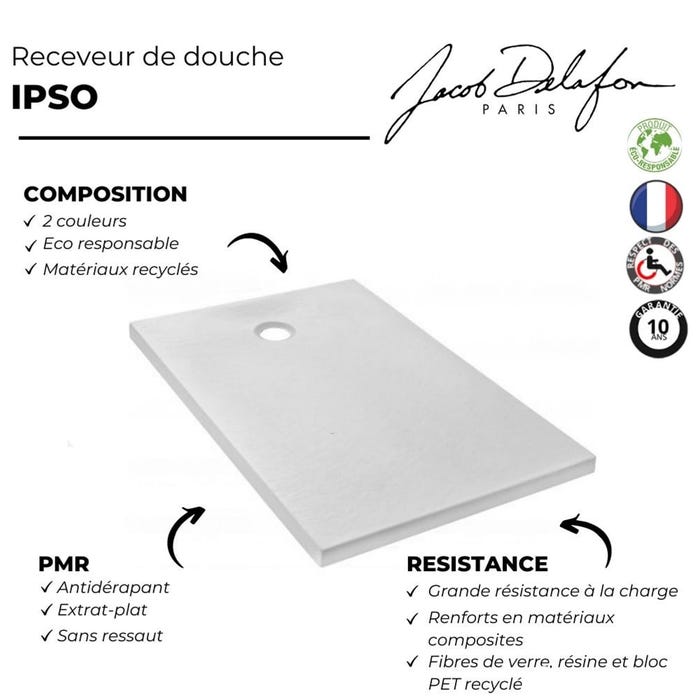 Pack receveur de douche 100 x 80 JACOB DELAFON Ipso rectangle gris anthracite + Kit d'étanchéité WEDI 5