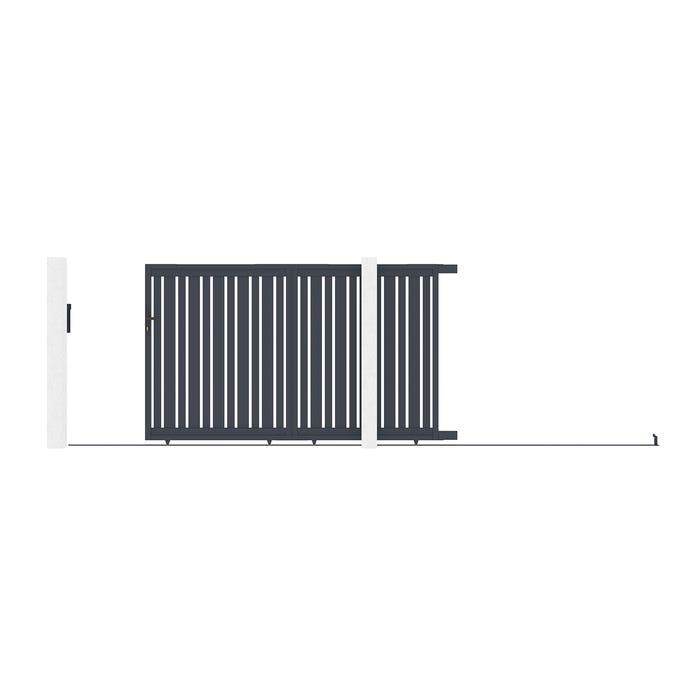 Portail coulissant 4x1,6m VEYMONT + 2 poteaux EIFEL H.190cm Gris 7