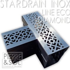 Caniveau étroit 6,5 cm Grille INOX Style - StarDrain - LINE ECO - Inox Diamond élément en T 0