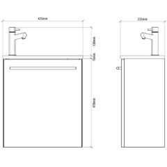 Pack lave-mains Blanc mat avec vasque design noire - Robinetterie Eau froide à gauche - L.42.5 X H. 48.6 cm - Hanos 3