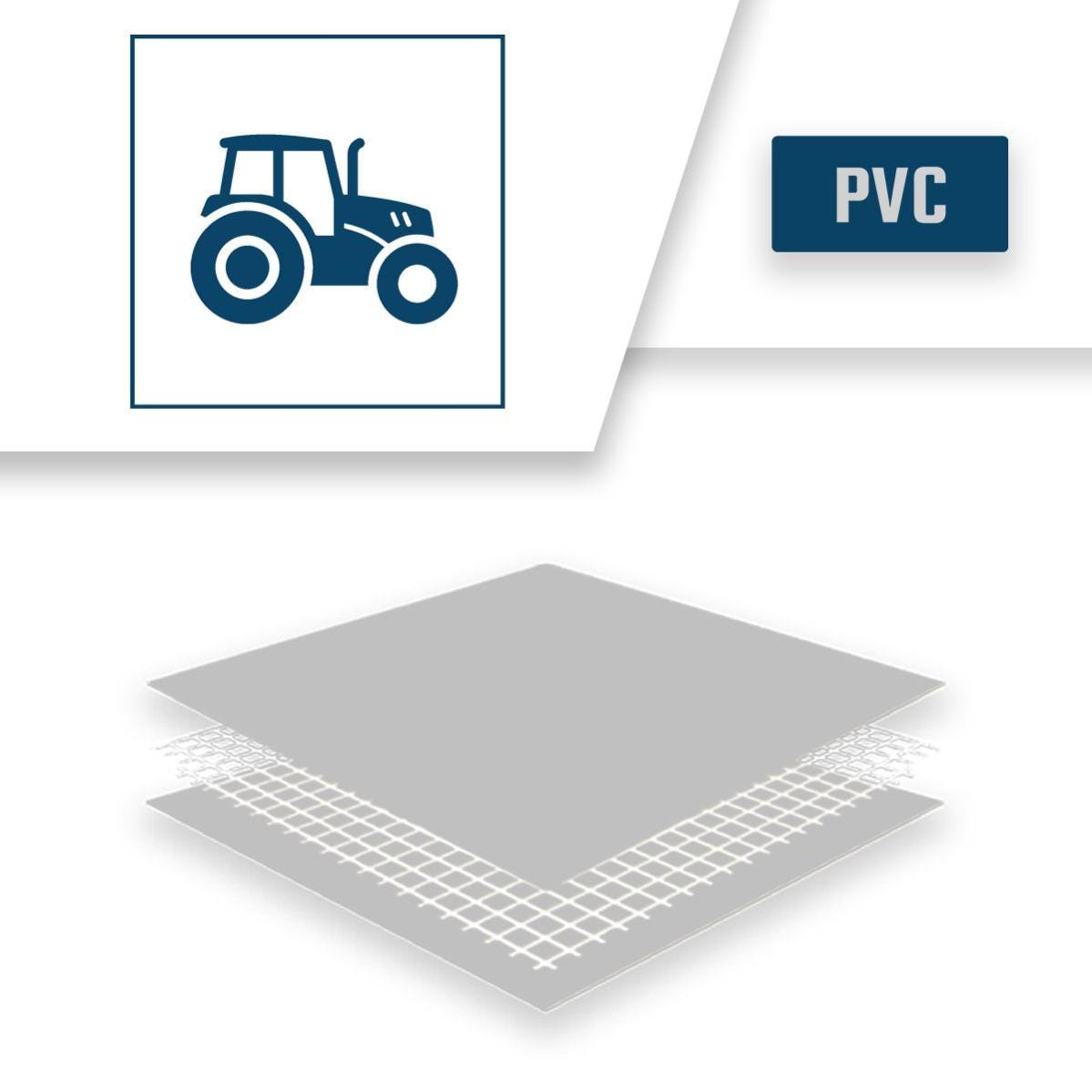 Bâche Agricole 8x12 m Grise - Qualité 8 ans TECPLAST - LP640AG - Bâche PVC étanche de protection pour Matériel agricole 3