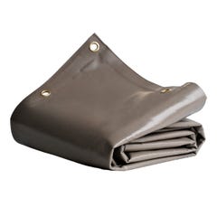 Bâche de Protection 2,5x3 m Taupe - Qualité 8 ans TECPLAST - LP640MU - Bâche PVC étanche - Résistance Anti-UV 0