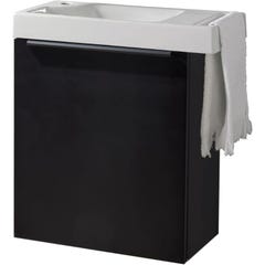 Pack lave-mains Meuble Noir mat avec Poignée noire et porte serviette - robinetterie eau froide à gauche - L.48XH.52.5 cm 3