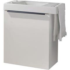 Pack lave-mains Meuble Blanc Mat avec poignée noire et porte serviette - robinet eau froide à gauche - L.48 X H.52.5 cm 3