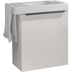 Pack lave-mains Meuble Blanc Mat avec poignée noire et porte serviette - robinet eau froide à droite - L.48 X H.52.5 cm 3