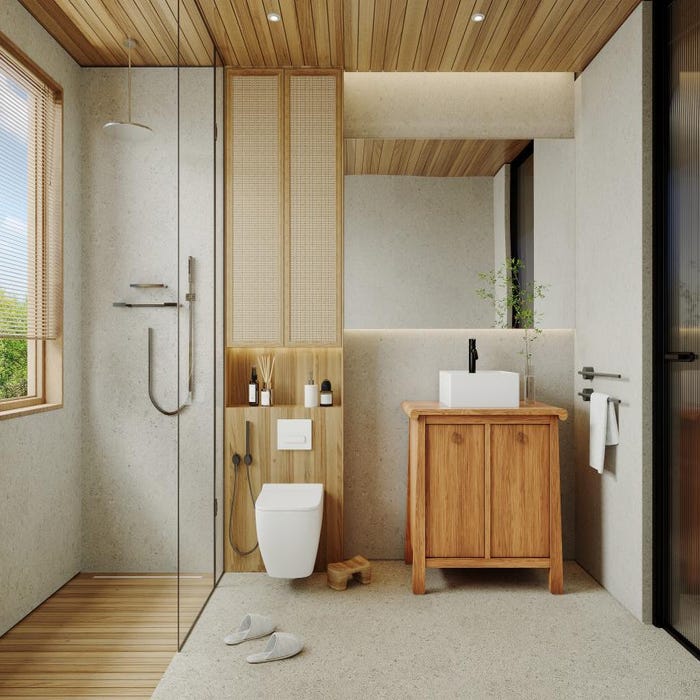 Meuble de salle de bain en teck avec vasque - 90 cm - TINDAKI 5