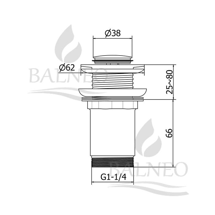 Balneo Bonde clic-clac sans trop-plein, pour lavabo, finition gold, laiton 6