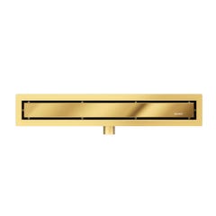 Balneo Caniveau de douche 2 en 1, en Acier Inox 90cm, finition miroir gold, avec Siphon, Duplex Next 5