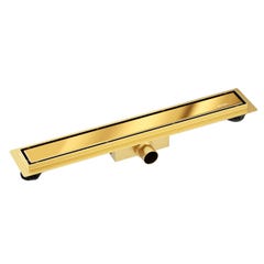 Balneo Caniveau de douche 2 en 1, en Acier Inox 90cm, finition miroir gold, avec Siphon, Duplex Next 0