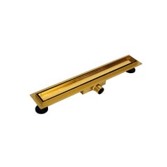 Balneo Caniveau de douche 2 en 1, en Acier Inox 90cm, finition miroir gold, avec Siphon, Duplex Next 4