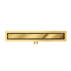 Balneo Caniveau de douche 2 en 1, en Acier Inox 80cm, finition miroir gold, avec Siphon, Duplex Next 5