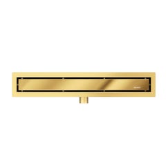 Balneo Caniveau de douche 2 en 1, en Acier Inox 60cm, finition miroir gold, avec Siphon, Duplex Next 5