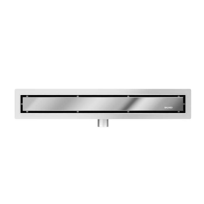 Balneo Caniveau de douche 2 en 1, en Acier Inox 90cm, finition miroir chrome, avec Siphon, Duplex Next 5