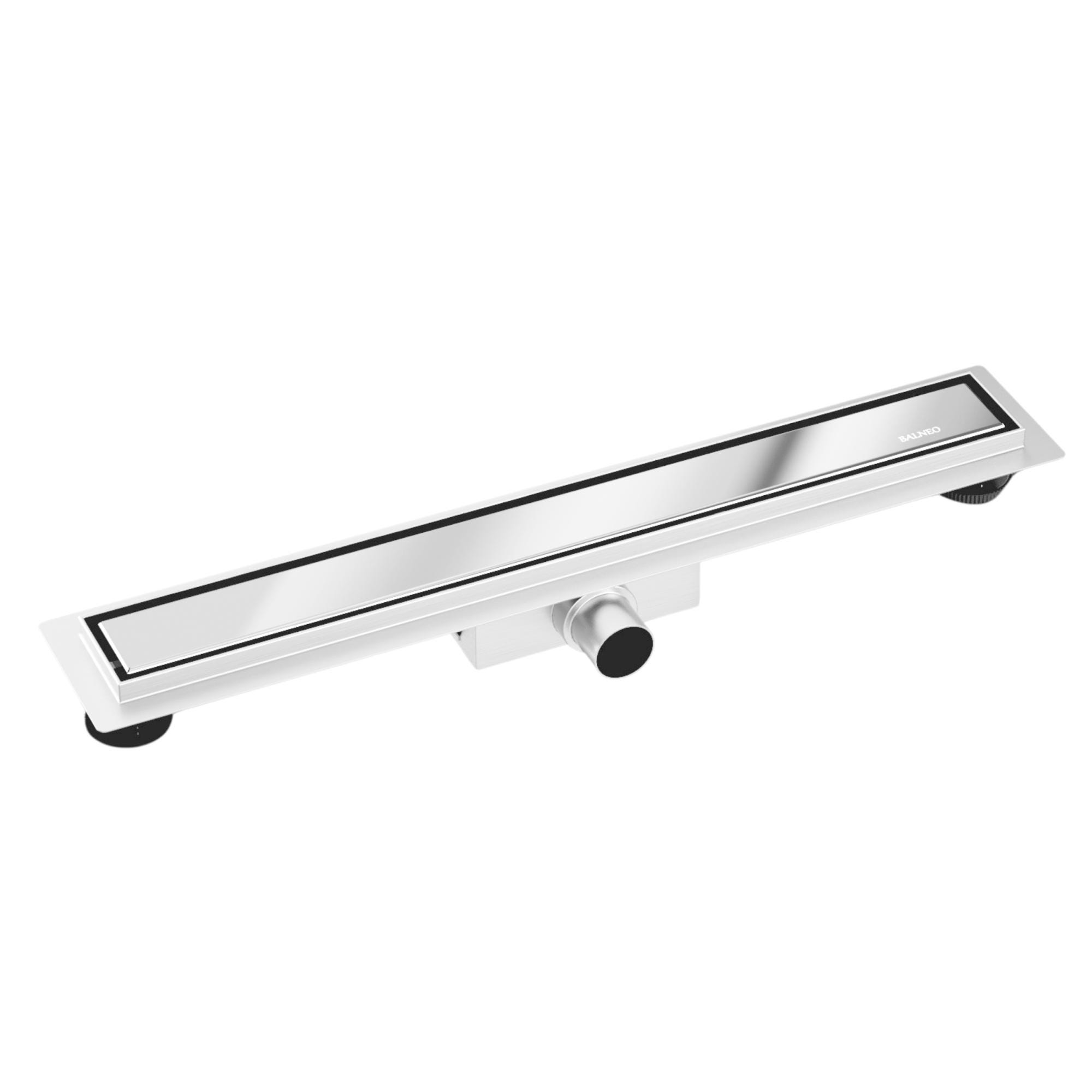 Balneo Caniveau de douche 2 en 1, en Acier Inox 100cm, finition miroir chrome, avec Siphon, Duplex Next 0