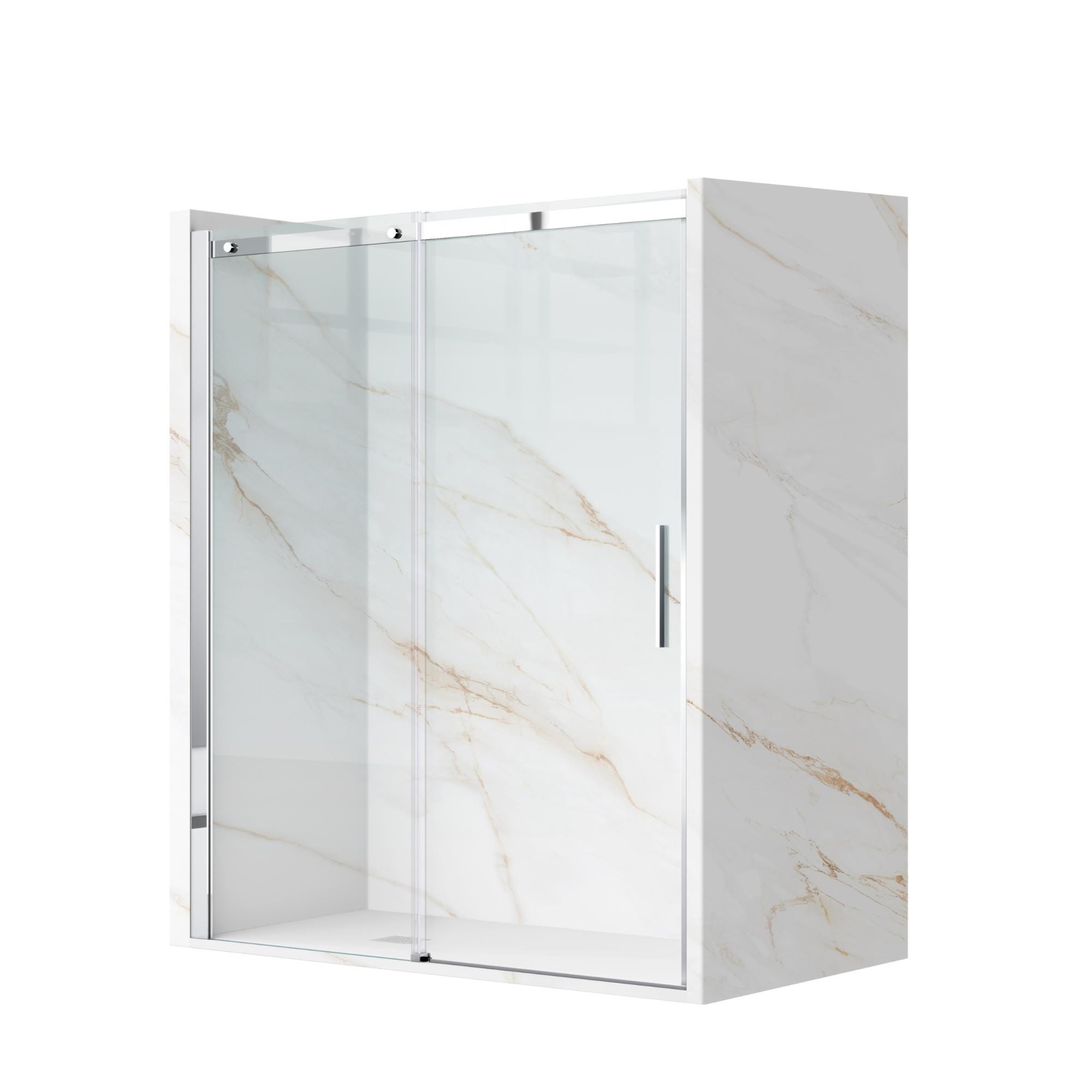 Porte De Douche Battante 100x195 cm en verre trempé transparent anticalcaire de 6 mm avec cadre chromé 0