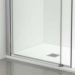 Porte De Douche Battante 100x195 cm en verre trempé transparent anticalcaire de 6 mm avec cadre chromé 2
