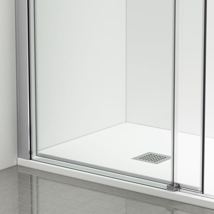 Porte De Douche Battante 100x195 cm en verre trempé transparent anticalcaire de 6 mm avec cadre chromé 2