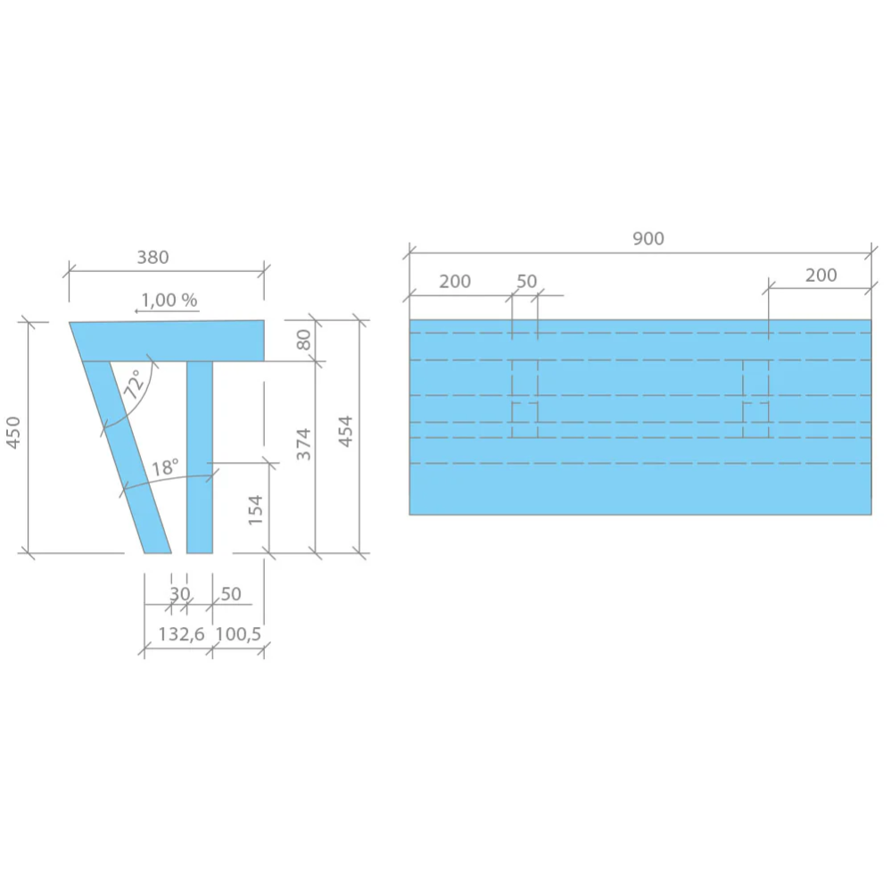 Banc de douche à carreler 90 cm WEDI Sanoasa 2 assise inclinée 5