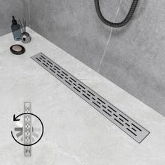 AICA caniveau de douche en acier inoxydable italien+siphon 360°,siphon de drainage au sol en carrelage,réglable en hauteur avec désodorisant- 80cm 0