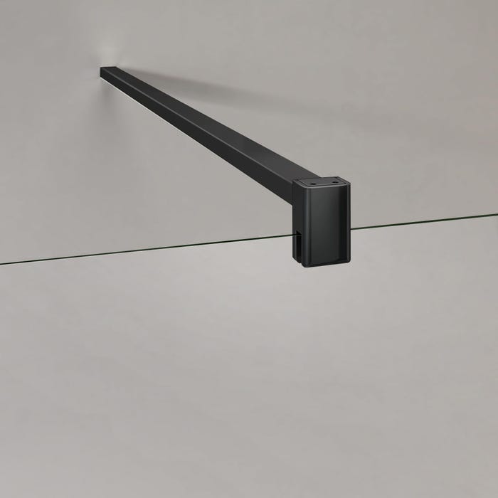 GRAND VERRE Paroi de douche à l'italienne 120x200 en verre transparent avec porte-serviette et accessoires en aluminium noir mat 2